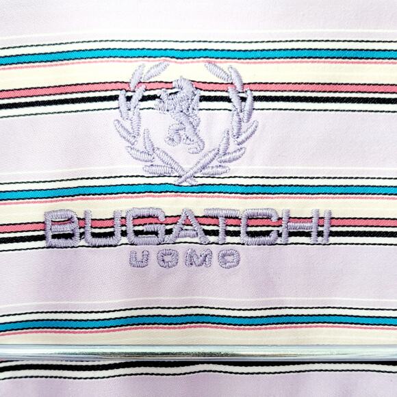 Bugatchi UOMO Classic Fit Purple Pinstripe Long Sleeve Button Up Shirt Men's XL - Picture 3 of 9